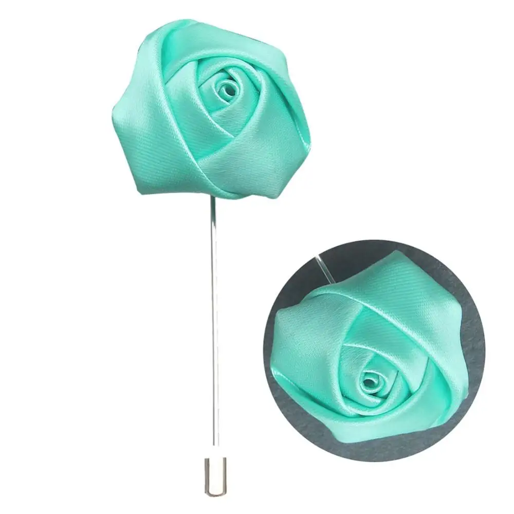 simple mint green Белая брошь, цветок для лучшего мужчины, Свадебный Жених, золотой лист, пуговица для жениха, Шелковая Роза, брошь, вечерние, корсаж, Золотая булавка, X1379-2 - Color: simple mint green