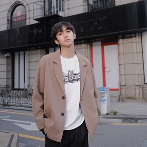 Новинка 2019, весенне-осенний мужской широкий костюм в Корейском стиле свободного покроя, Студенческая Повседневная куртка черного и хаки цвета, на возраст от 1 года до 4 лет, в стиле кэжуал