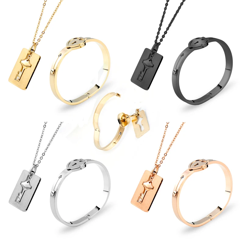 Романтический браслет с подвесками в виде сердца ожерелье милый замок ключ для