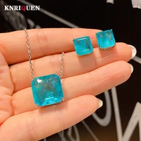 2022 charms paraiba tourmaline jewelry sets for women gemstone wedding party earrings pendant necklace female gift accessories