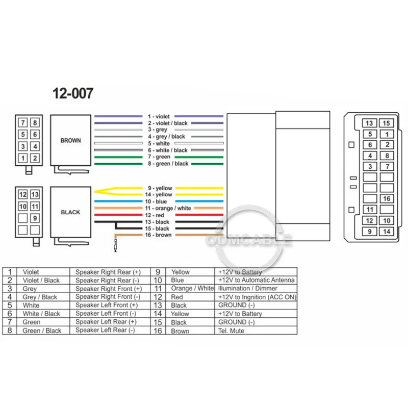 12-007 ISO проводка для радиоприемника адаптер соединитель c hryckt 2001 + jeep 2002