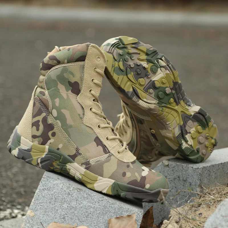 

Military Tactics Boots Men Women High Top Jungle Camouflage Combat Hiking Shoes Outdoor Army Fans Camping Climbing Trekking Shoe