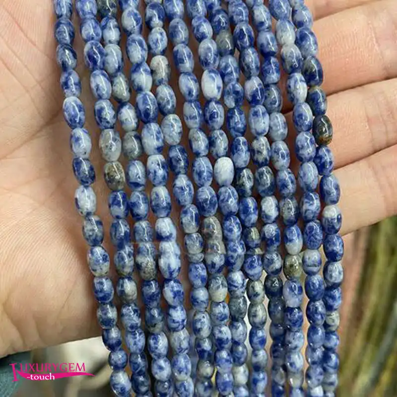 

Natural Sodalite Stone Spacer Loose Beads 4x6mm Smooth Oval Shape DIY Jewelry Making 38cm a3782