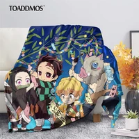 toaddmos devils blade anime warm fleece blanket for kids boys girls demon slayer kimetsu no yaiba kamado tanjirou sofa quilts
