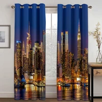 3d night modern luxury city landscape pattern blackout curtain set suitable for home curtains in the living room and bedroom