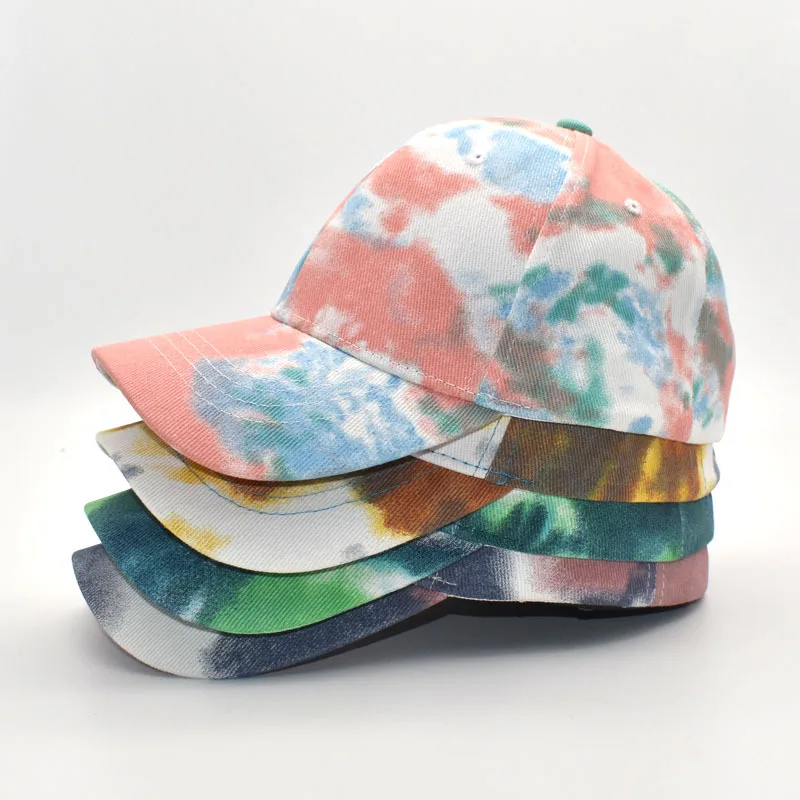 

Fashion Unisex Men Women Tie-dyed Sun Hat Adjustable Baseball Cap Hip Hop Hat Ponytail Messy Bun Caps Cotton Summer Mesh Hat
