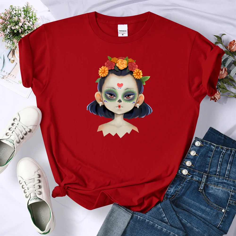 

Catrina Printing Woman T Shirt Summer Short Japanese Top Tee Vogue Fit Comfortable T-shirt Casual Loose Cotton T Shirts Female