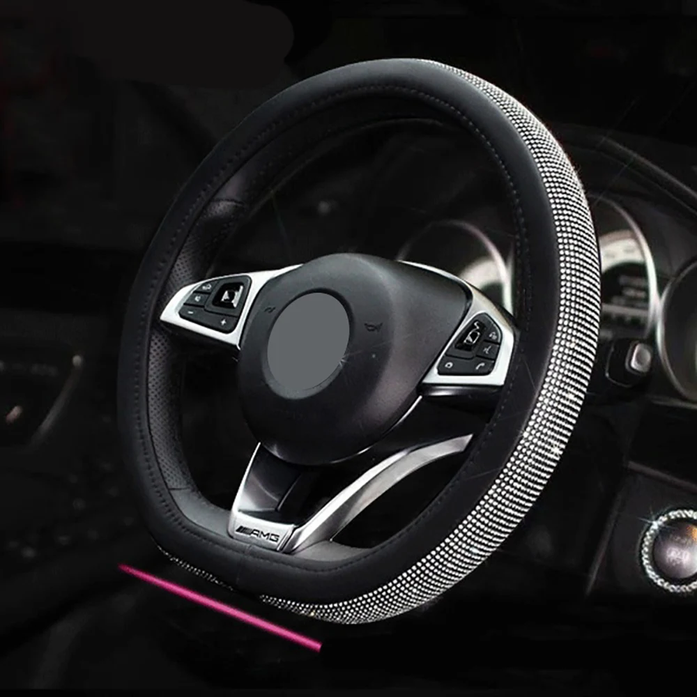 

Universal D-type Steering Wheel Cover Diamond Car Bling Accessories Interior for Women Girls Car Decoration Dropshipping