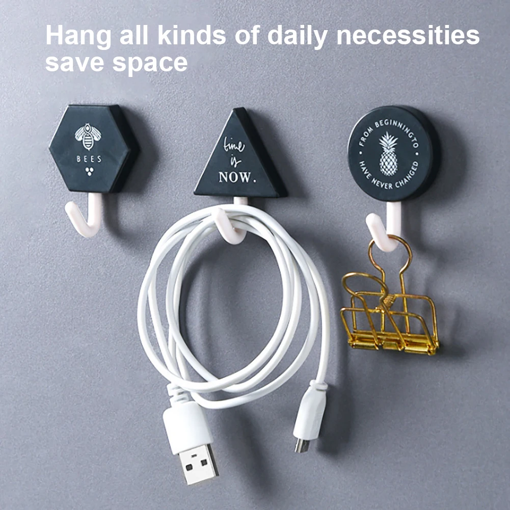 

3Pcs Nordic Geometry Wall Hanger Sticker Hook Free Punching Door No Trace Nail Hook Mounted Wall Hook for Kitchen Bathroom