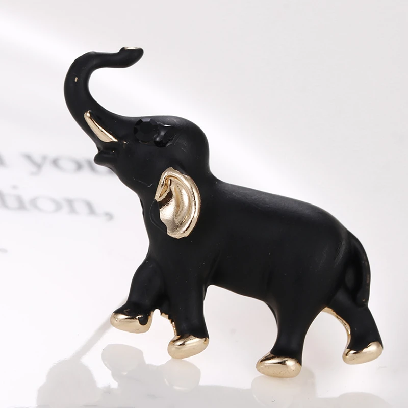 Маленькие эмалированные черные броши слоны мужские и женские костюмы брошь для