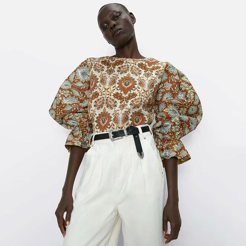 Женская толстовка с принтом подсолнуха ZA богемная круглым вырезом и