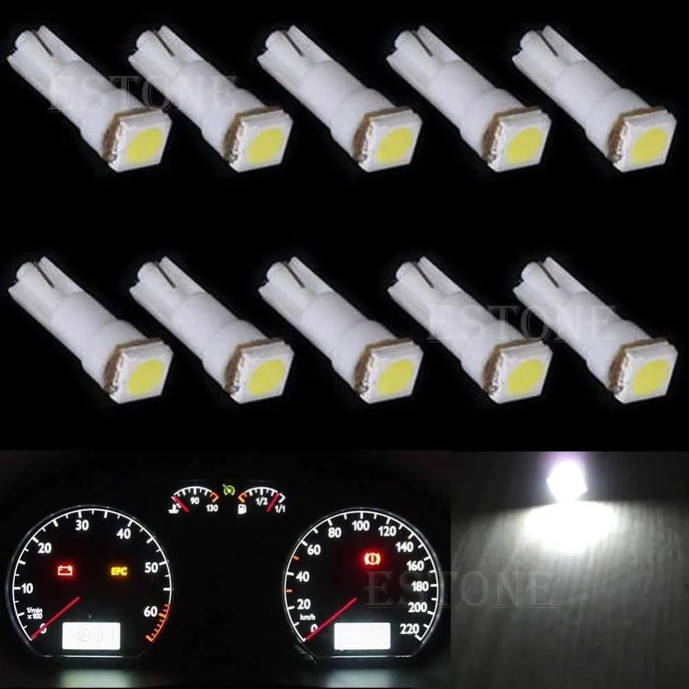 Хит продаж 10 шт. автомобильный белый светильник T5 5050 1SMD на танкетке лампы 74 17 18 37 70