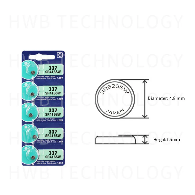 5X Новый долговечный 337 SR416SW 623 D337 V337 SP337 часовая батарейка сделано в Японии 100%