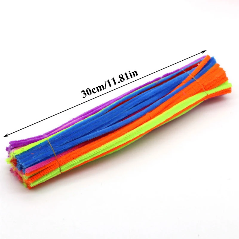 

100PCS Kids Creative Colorful Glitter Plush DIY Shingled Chenille Sticks Chenille Stem Pipe Cleaner Stems Craft Educational Toy