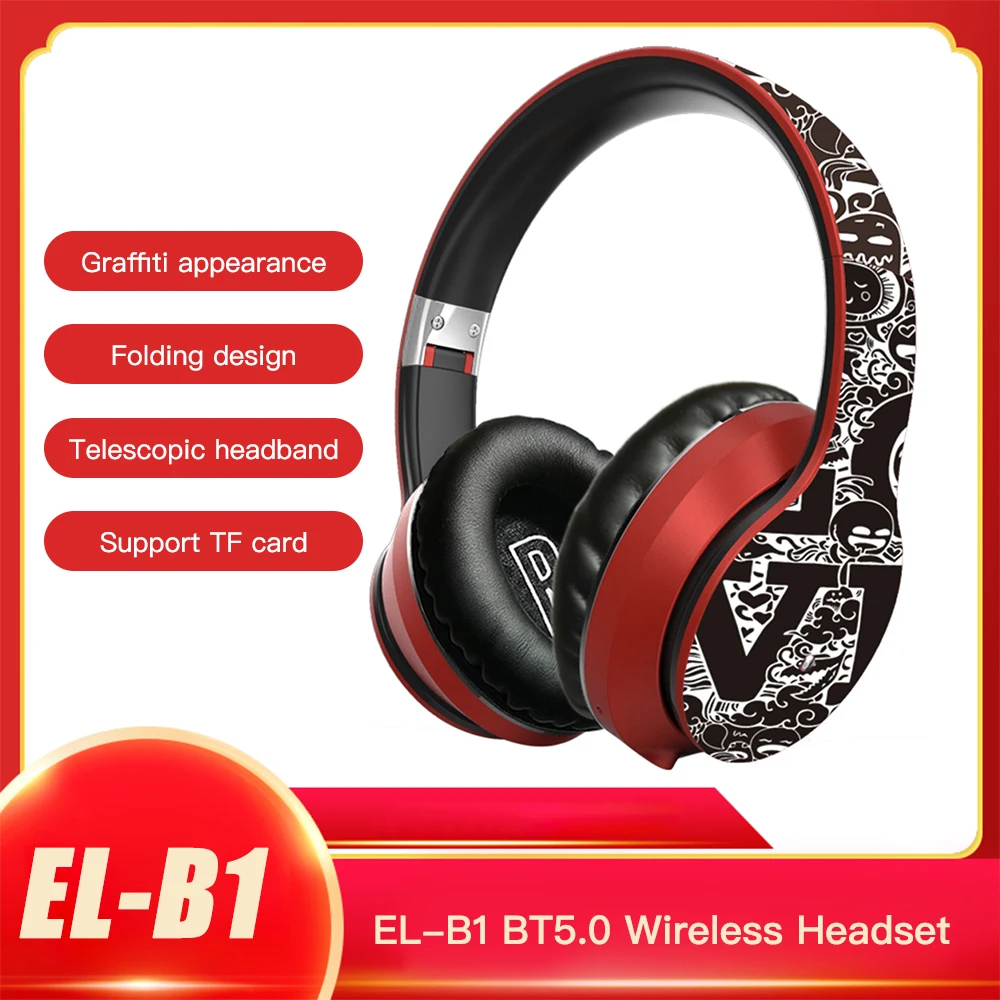 Docooler EL-B1 BT5.0 Беспроводной гарнитура 3 5 мм граффити Складная спортивные наушники