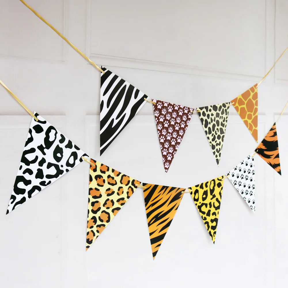 Животные джунгли баннер тропический лес Зебра Леопард гирлянда пальмовый лист