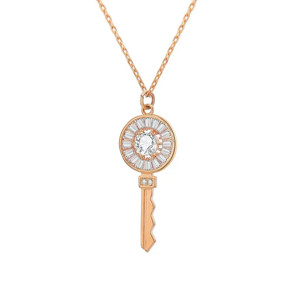 

Cubic Zirconia Key Pendant Necklace For Women Gold Silver Color Short Elegant Choker Necklace Trendy Jewelry Wedding Friend Gift