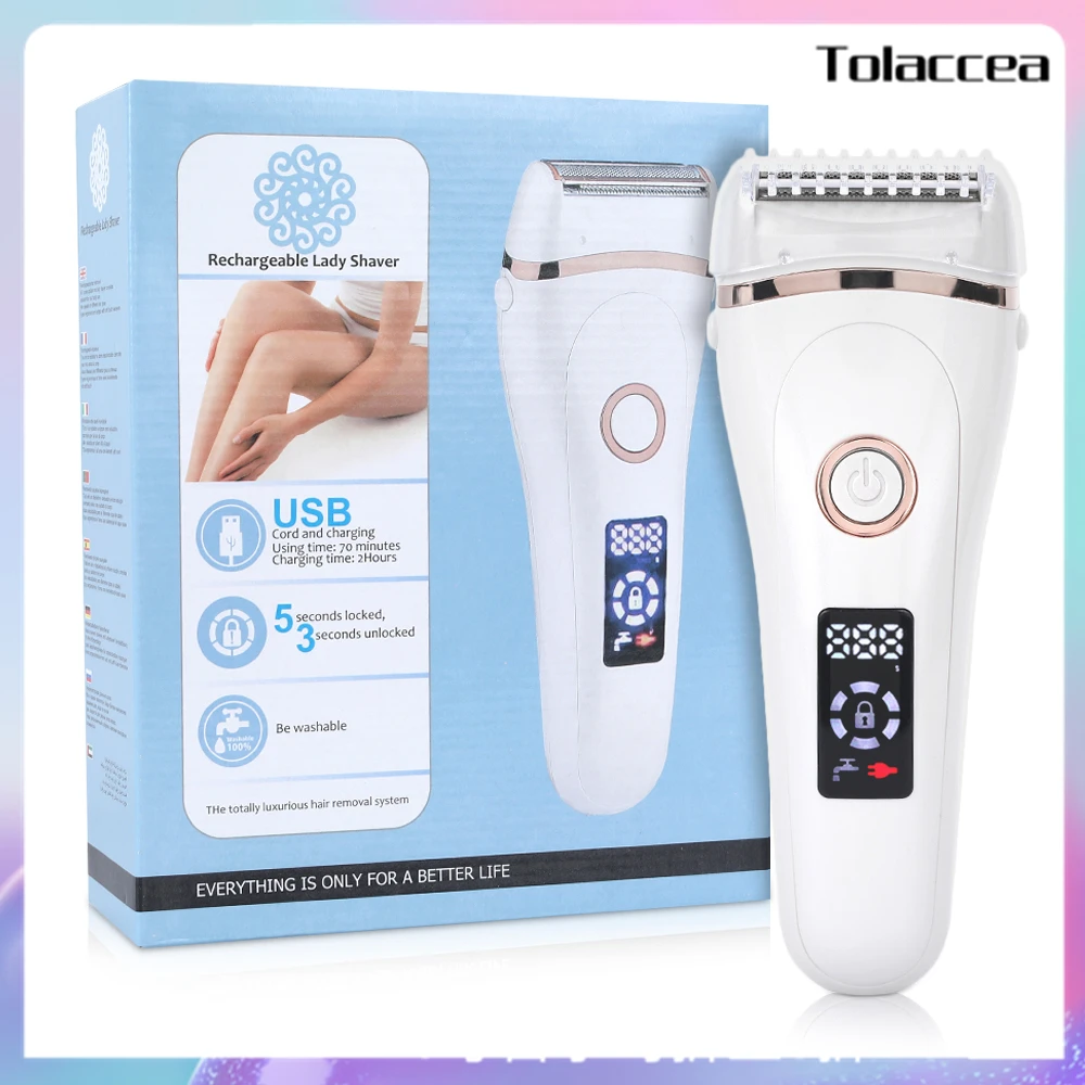 

Electric Razor Painless Lady Shaver Hair Epilator Removal For Whole Body Waterproof LCD Display Wet And Dry Using Bikini Trimmer