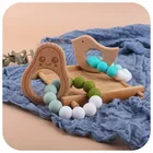 Новый дизайн, деревянный детский силиконовый браслет из бука для прорезывания зубов, грызунок с авокадо, жевательная игрушка для грызунов