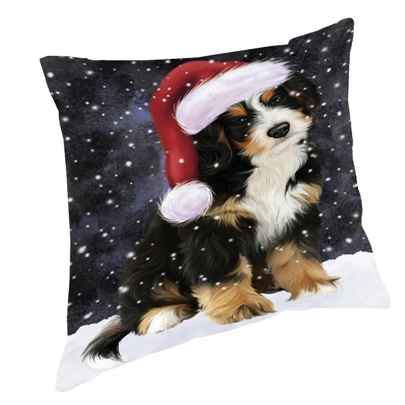 

A Novelty Dog Wearing A Santa Claus Hat with A Square Pillow In The Background Can Give People An Exquisite New Christmas Gift