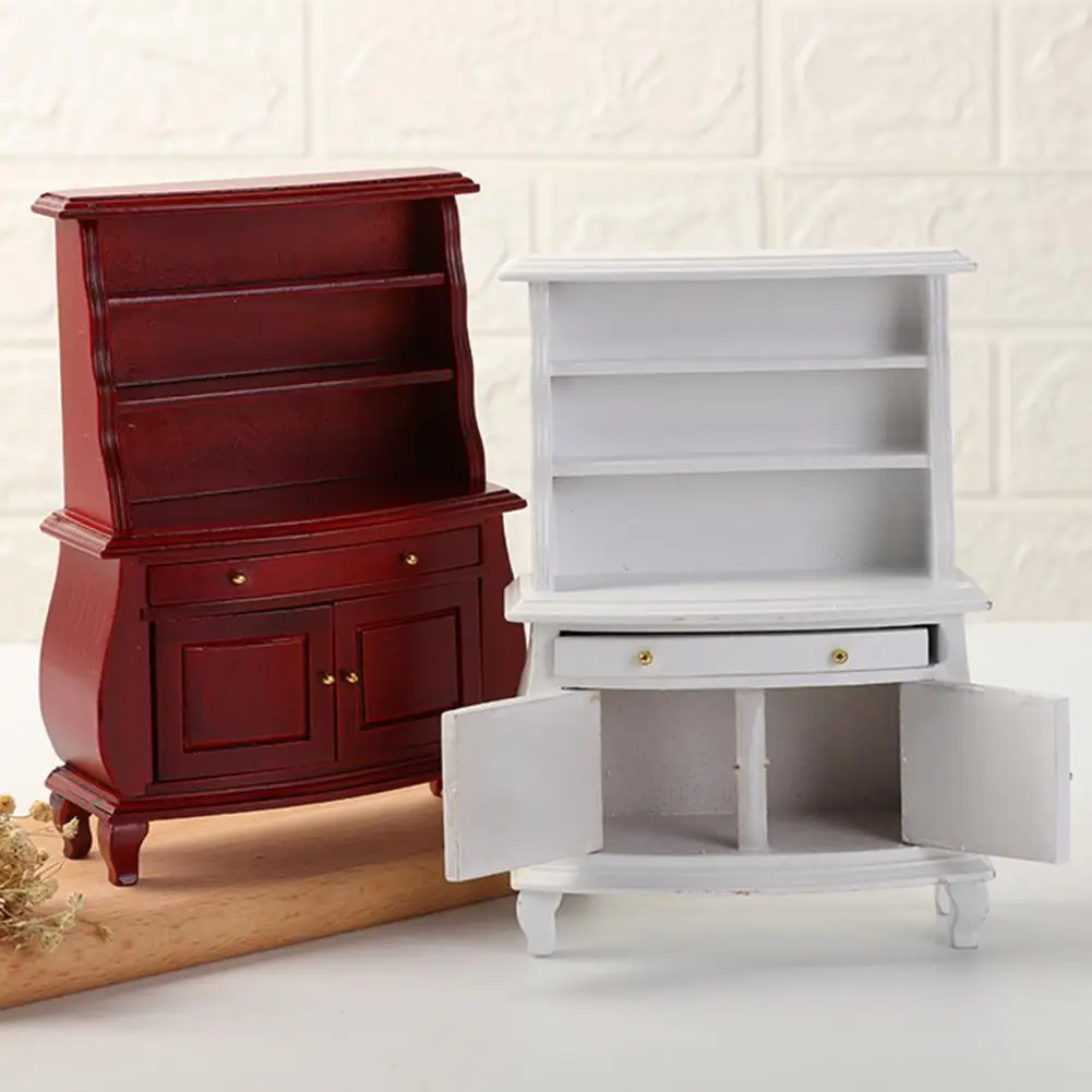

1:12 Miniature Dollhouse 3D Wooden Furniture Miniature Wood Display Cupboard Cabinet Showcase Doll House Decor