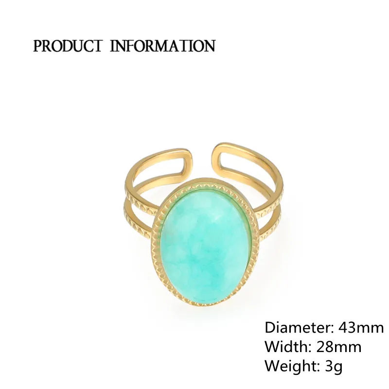 

Stainless Steel Turquoise Rings For Woman Geometry Gold Color Finger Rings Anniversary Party Gift Trendy Jewelry Accessories