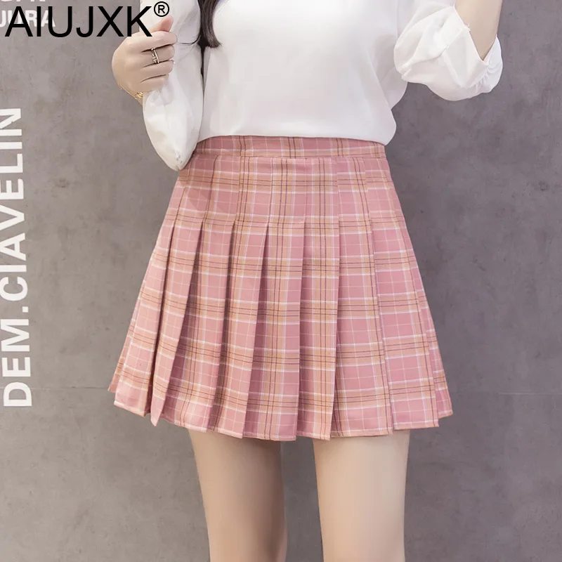 

AIUJXK New 2020 Plaid Skirt For The Summer Korean Style Women High Waist Shorts Girl Cute Preppy Dance Party Pleated Skirts