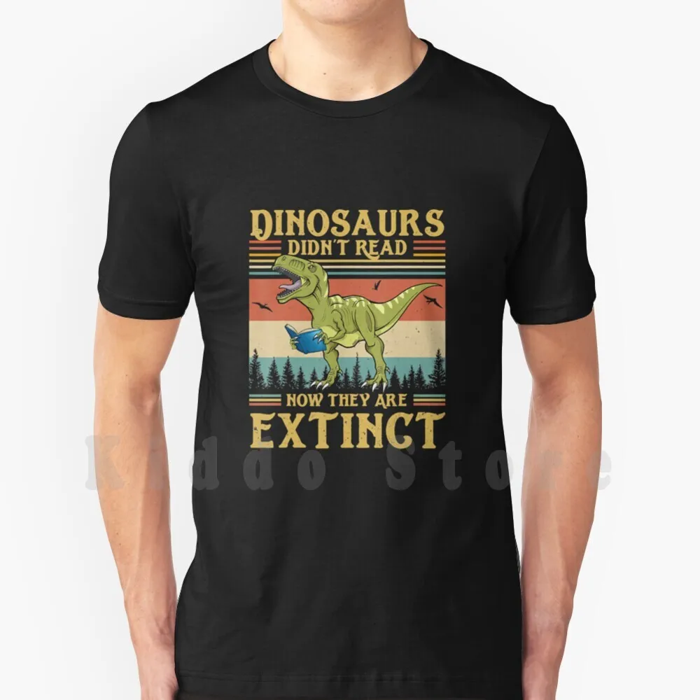 

Винтажная футболка для чтения с динозаврами, теперь они вымерли, принт для мужчин, новая крутая хлопковая Футболка с динозаврами не читала сейчас