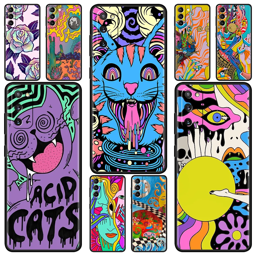 

Colourful Trippy Art Case For Samsung Galaxy S21 Ultra S20 FE S10 Lite S9 Plus S8 S10e S7 A51 A12 Soft Shell Mobile Phone Cover