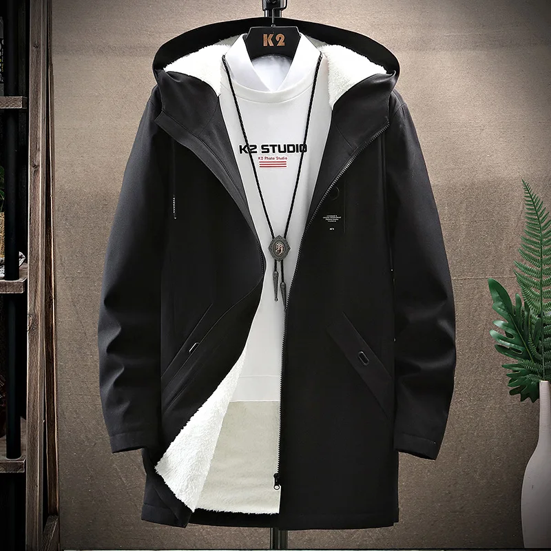 

Плюшевая куртка Мужское пальто средней длины утепленная ветровка Зимняя Студенческая красивая зимняя Хлопковая мужская куртка