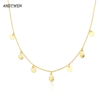 andywen new 925 sterling silver gold pure smile happy mood face smiley charm choker necklace long chain jewelry luxury jewels