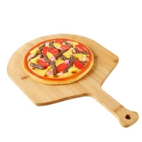 12 inches natural bamboo pizza peel board kitchen baking supplies with handle