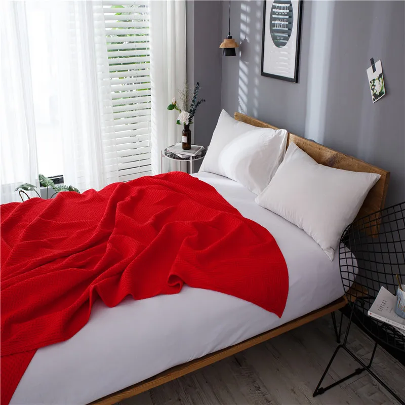 Waffle Throw Blanket Bedspreads Cotton Christmas Decorations For Home Comfy Portable Travel All-Season Skin-friendly Soft