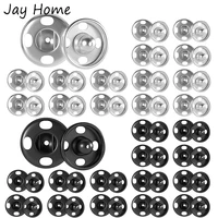20 sets sew on snap buttons metal snap fasteners black silver press studs for clothes bags sewing diy crafting invisible buttons