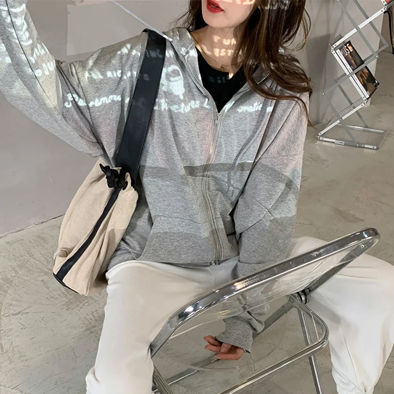 

2021 New Hooded Women Loose Korean Autumn And Winter Salt Series Velvet Casual Long-sleeved Jacket Ins Tide