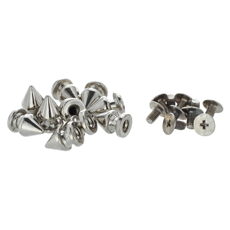 

10X Copper 8X12mm Rivets Silver Pointed Studs Punk Rivets Screw with 50X Silver Tone 7X6mm Metal Cone Spike Studs Rivets