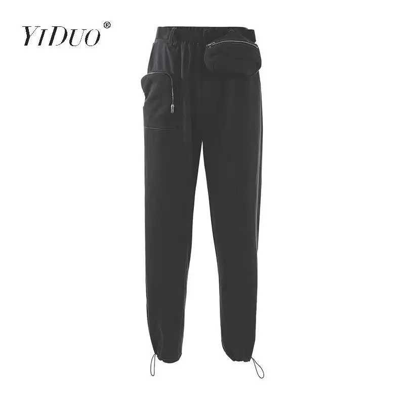 YiDuo крутые для девушек уличная одежда черные брюки-карго женские 2019 повседневные