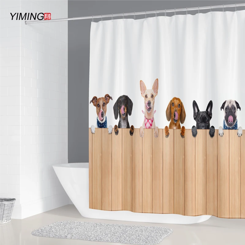 Штора для душа YIMING с рисунком собаки настенная занавеска из полиэстера украшения