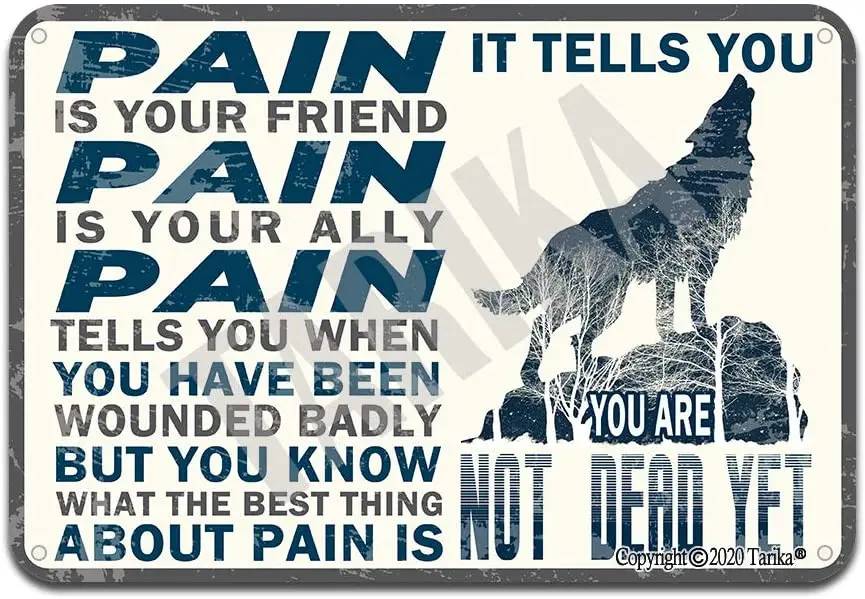 

Tarika Pain Is Your Friend Pain Is Your Ally Pain Tells You When You Have Been Wounded Badly Metal Vintage Look 20X30 Inch