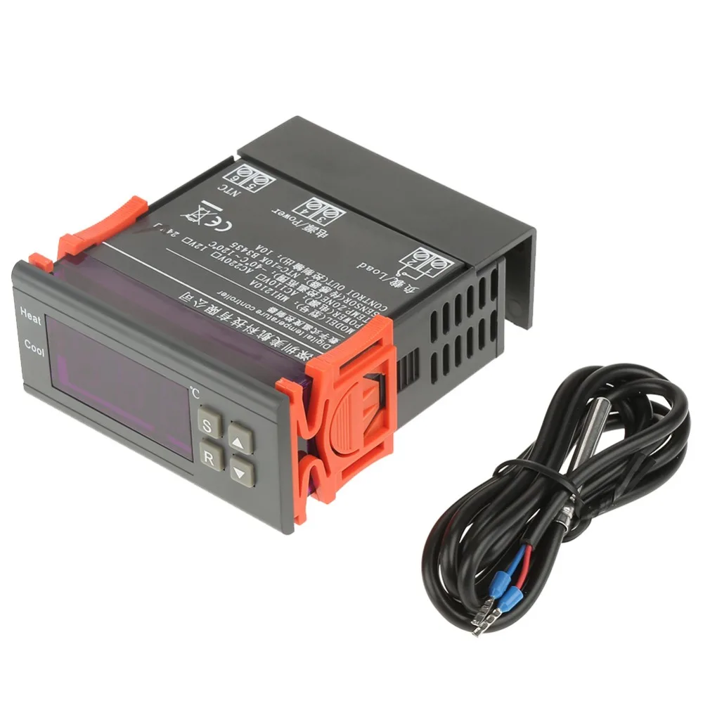 Цифровой светодиодный термостат MH1210A регулятор температуры с датчиком