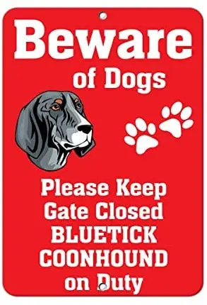 

Crysss Bluetick Coonhound Dog Beware of Fun Novelty 12 X 8 Inches Metal Sign