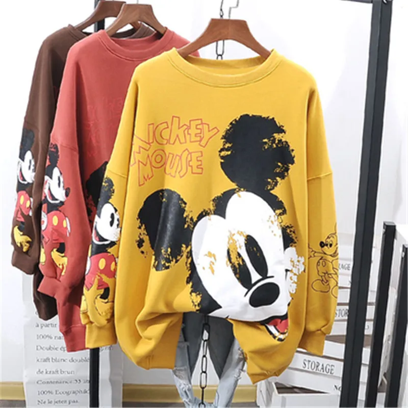 Новые толстовки Disney свитшот с Минни женская одежда для подростков принтом букв