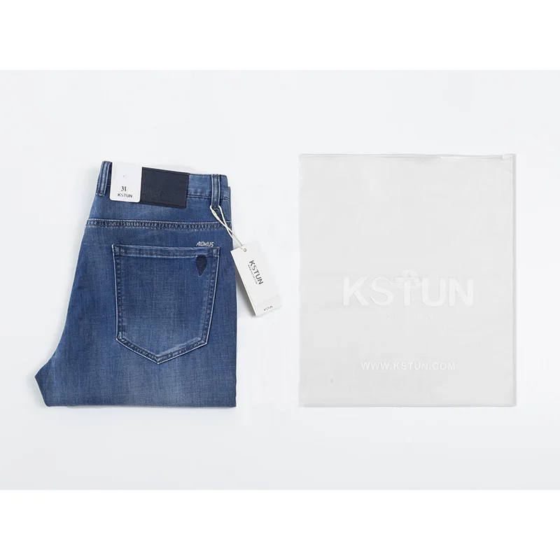 

Men Jeans Brand 2021 Summer New Thin Blue Straight Cut Classic Style Regular Business Casual Trousers Men Clothing Jeans Hombre