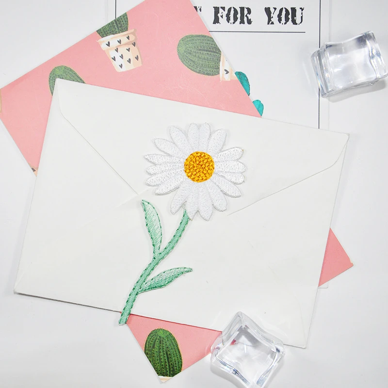 Высококачественные белые нашивки с маргаритками для одежды полоски сделай сам