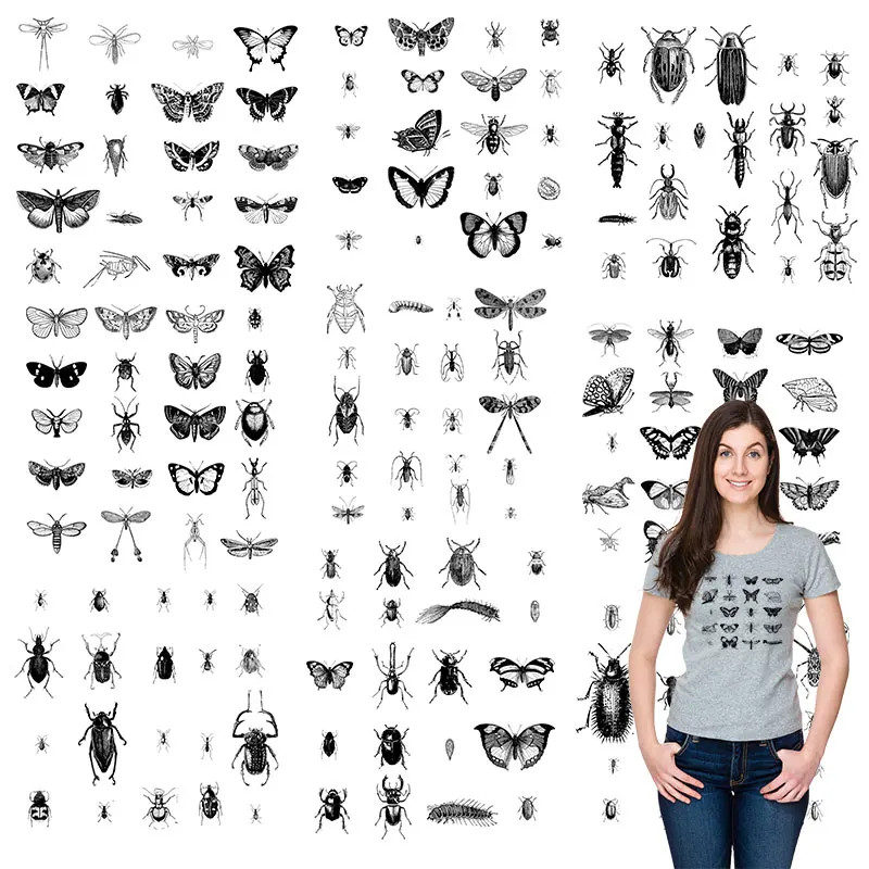 Термонаклейки для одежды виниловые с изображением бабочек насекомых Глажка | Дом