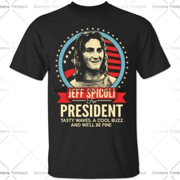 Мужская футболка Jeff Spicoli для президента 2016 черная |
