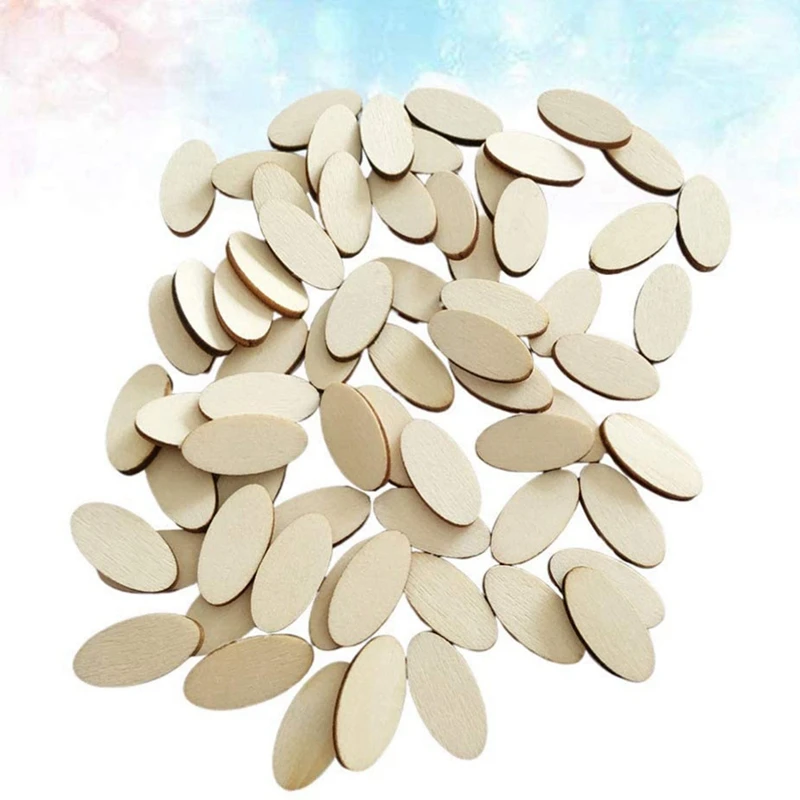 200Pcs Wooden Oval Slices Unfinished Slice For DIY Craft Paint Christmas Decor Centerpiece Gift Tag | Дом и сад