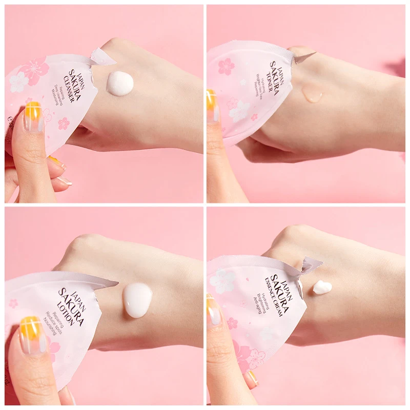 LAIKOU1pcs Japan Sakura Facial Deep Cleanser Smoothing Cream Moisturizing Toner Lotion Fine Line Remover For Skin Care TSLM2