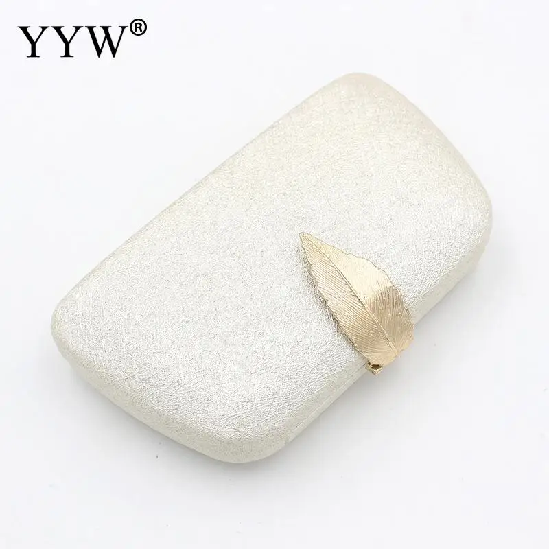 Белые атласные клатчи с металлической пряжкой в виде листа вечерние сумки для