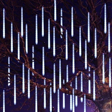 Thrisdar-Cadena de luces LED para lluvia de meteoros, tira de luces de 30CM y 50CM con 8 gotas de lluvia, luz de caída de nieve, luz impermeable para árbol en cascada